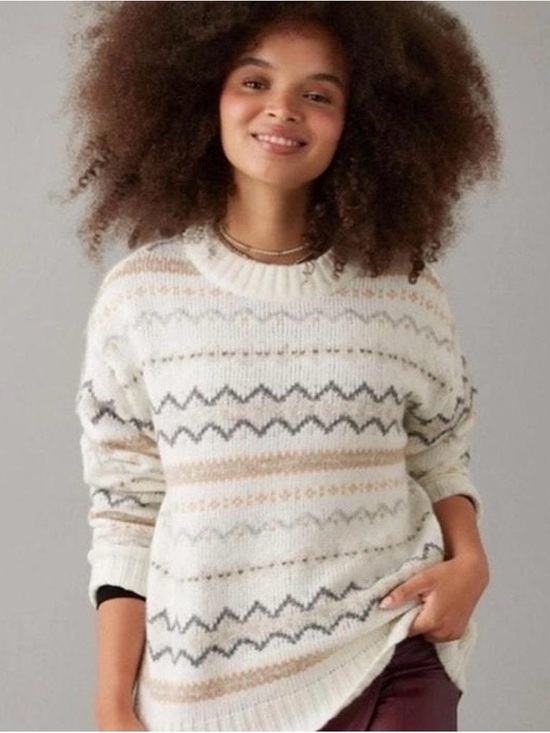 American Eagle Outfitters Sweaters - American Eagle Cozy Ivory Fair Isle Knit Sweater - Women